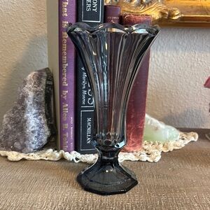Fostoria Smoked Ribbed Glass Accent Vase